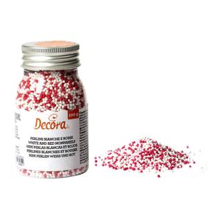 Cukrové zdobení mini perličky 1,5mm bílo červené 100g - Decora