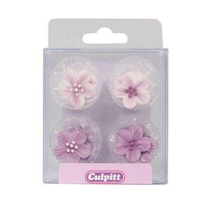 Cukrová dekorace fialové květiny 12ks - Culpitt
