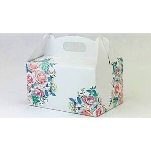 Svatební krabička na výslužku bílá s růžemi (20 x 13 x 11 cm) - dortis