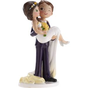 Svatební figurka na dort - ženich nese nevěstu v náručí 16cm - Dekora