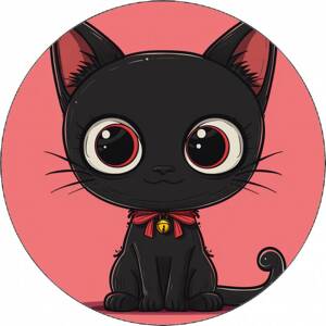 Jedlý papír černé kotě na růžovém pozadí 19,5 cm - Pictu Hap