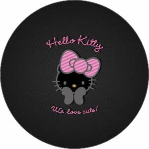 Jedlý papír Hello Kitty s mašlí na černém pozadí 19,5 cm - Pictu Hap