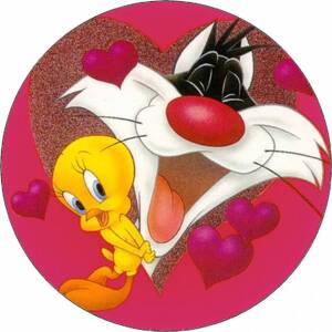 Jedlý papír Looney Tunes Silvestr a Tweety srdce 19,5 cm - Pictu Hap