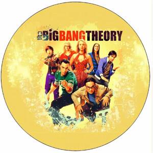 Jedlý papír The big bang theory - Teorie velkého třesku žluté pozadí 19,5 cm - Pictu Hap