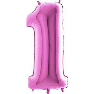 Nafukovací balónek číslo 1 růžový 102cm extra velký Grabo