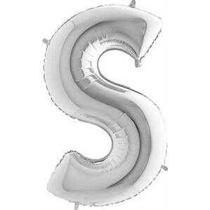 Nafukovací balónek písmeno S stříbrné 102 cm Grabo