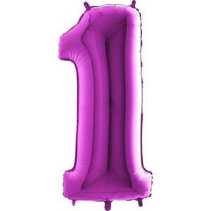 Nafukovací balónek číslo 1 fialový 102cm extra velký Grabo