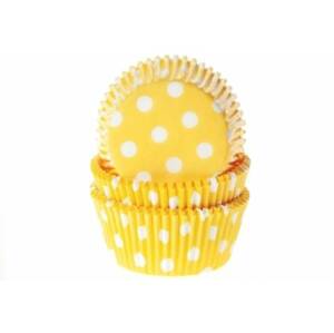 Košíčky na muffiny 50ks žluté s puntíky House of Marie
