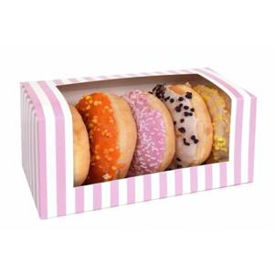 Krabička na donuty 1ks růžovo bílá 185x95x90mm House of Marie