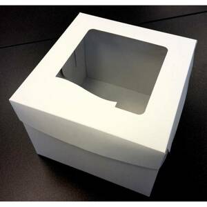 Dortová krabice bílá čtvercová s okénkem 10ks (25 x 25 x 19,5 cm) - dortis