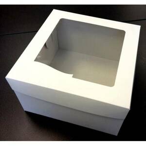 Dortová krabice bílá čtvercová s okénkem 10ks (31,7 x 31,7 x 19,5 cm) - dortis