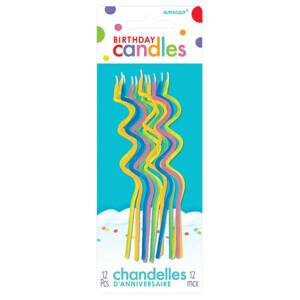 Narozeninové svíčky 12ks barevné kroucené 12,7cm - Amscan