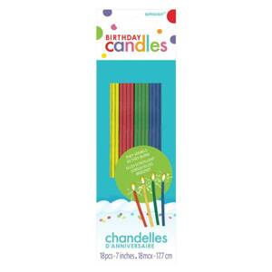 Narozeninové svíčky 18ks barevné 17,7cm - Amscan