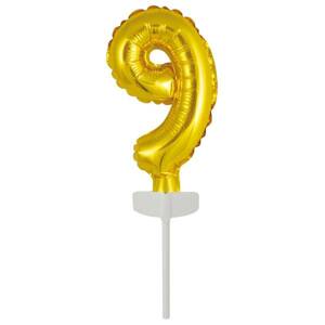 Fóliový balónek zlatý mini - zápich do dortu číslo 9 Amscan