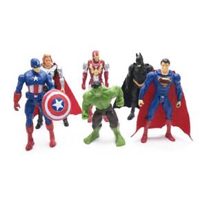 Figurky na dort Avengers, 6 ks, Iron man, Superman, Kapitán America, Hulk, Batman a Thor - Cakesicq