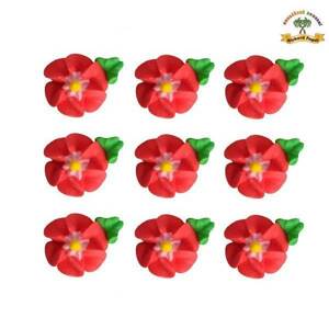 Cukrová dekorace květy červené na platíčku 9ks Fagos