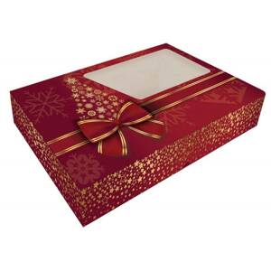 Krabička na cukroví skládací s okénkem 36x22x5cm 1ks vánoční stromeček - Alvarak