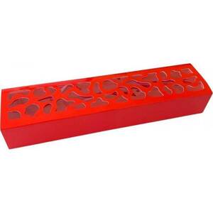 Krabička na makronky červená se zdobeným okénkem 25,8 x 6 x 4 cm (na 10 kusů) - dortis