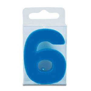 Svíčka ve tvaru číslice 6 - mini, modrá Stadter