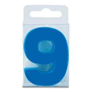 Svíčka ve tvaru číslice 9 - mini, modrá Stadter