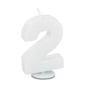 Svíčka ve tvaru číslice 2 - mini, bílá Stadter