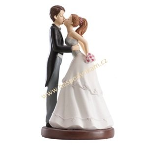 Figurka na dort - nevěsta a ženich veselý polibek
