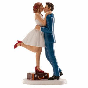 Figurka na dort - nevěsta a ženich s kufrem