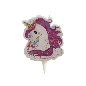 Dekora dortová svíčka - Unicorn růžový 2D - 1ks