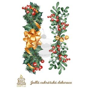 Jedlý papír "Vánoční dekorace větve 2ks" - A4