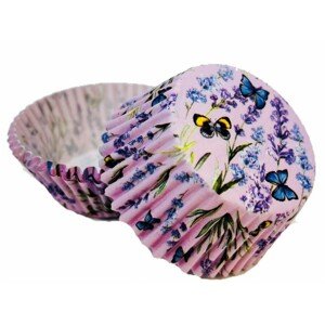 Cukrářské košíčky - levandule s motýlem - 50ks