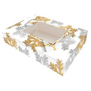 Krabice na cukroví - vánoční vločky - 36 x 22 x 5cm